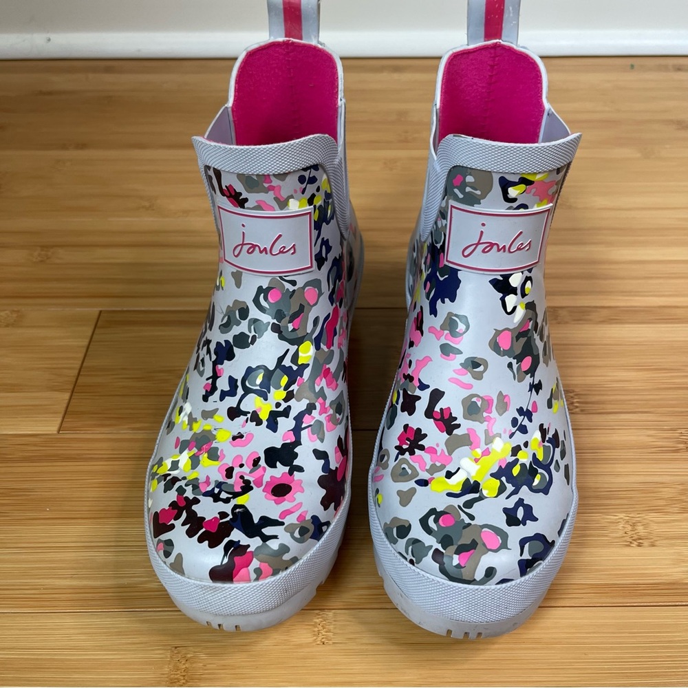 Joules Wellibob Colorful Leopard Print Rain Boots - size 6 - Picture 2 of 13